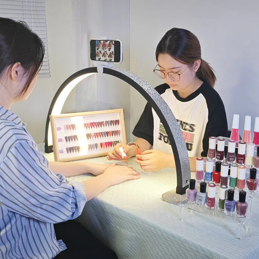 FOSOTO Overseas Warehouse Golden Half Table Moon Video Ring Lash Light UV Nail Lamp for Beauty Nails Photography Photo Lash Bed