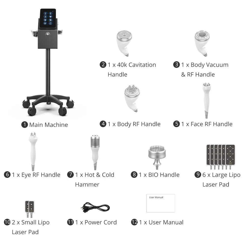 Professional 9-in-1 40k Lipo Cavitation Machine For Body Sculpting & Facial Care