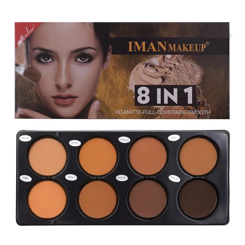 new12-8 Color Matte Trimming Makeup Palette Face Foundation White Brown Female Cosmetic Easy To Color Lasting Nature Water Proof