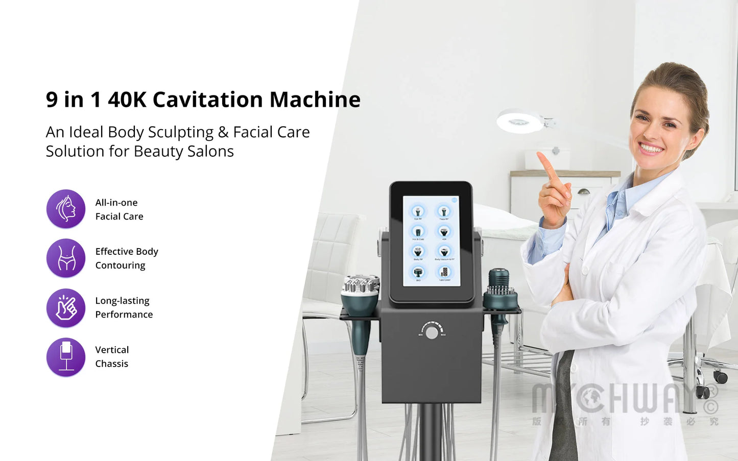 Professional 9-in-1 40k Lipo Cavitation Machine For Body Sculpting & Facial Care