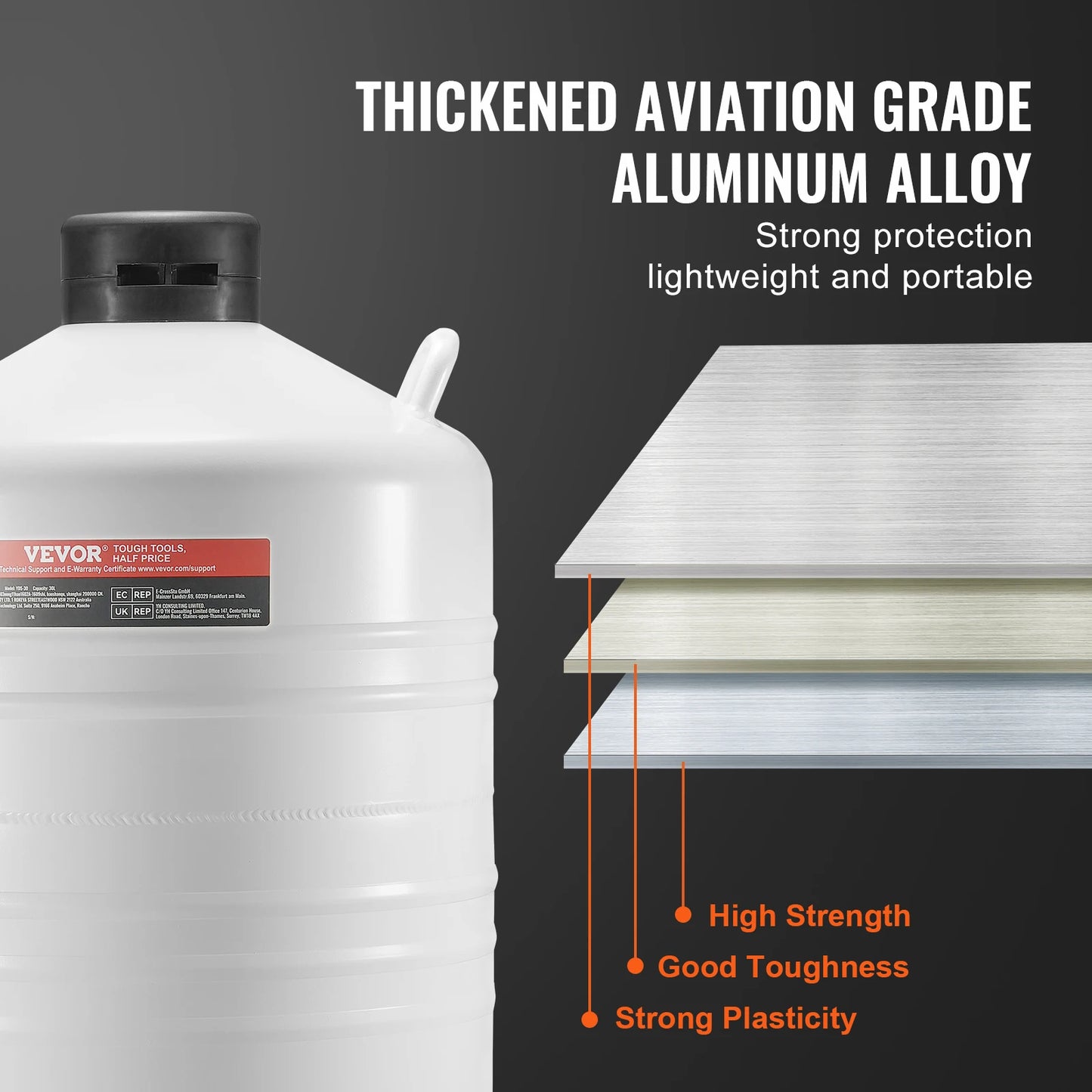 SucceBuy Liquid Nitrogen Tank 30 L Aluminum Alloy Liquid Nitrogen LN2 Tank Dewar Beauty Industry Semen Preservation Scientific