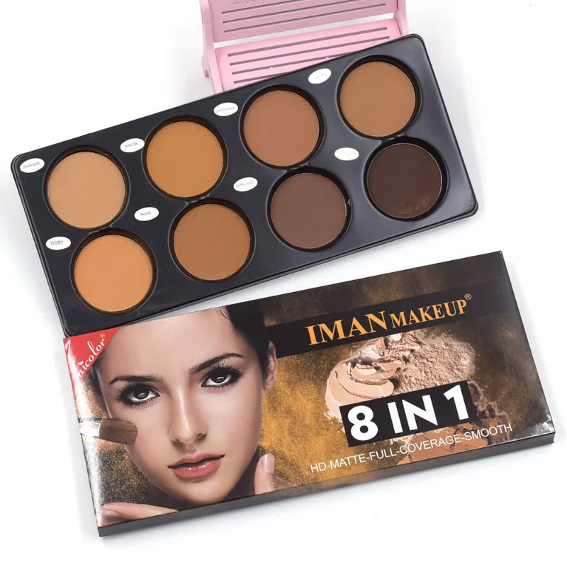 new12-8 Color Matte Trimming Makeup Palette Face Foundation White Brown Female Cosmetic Easy To Color Lasting Nature Water Proof