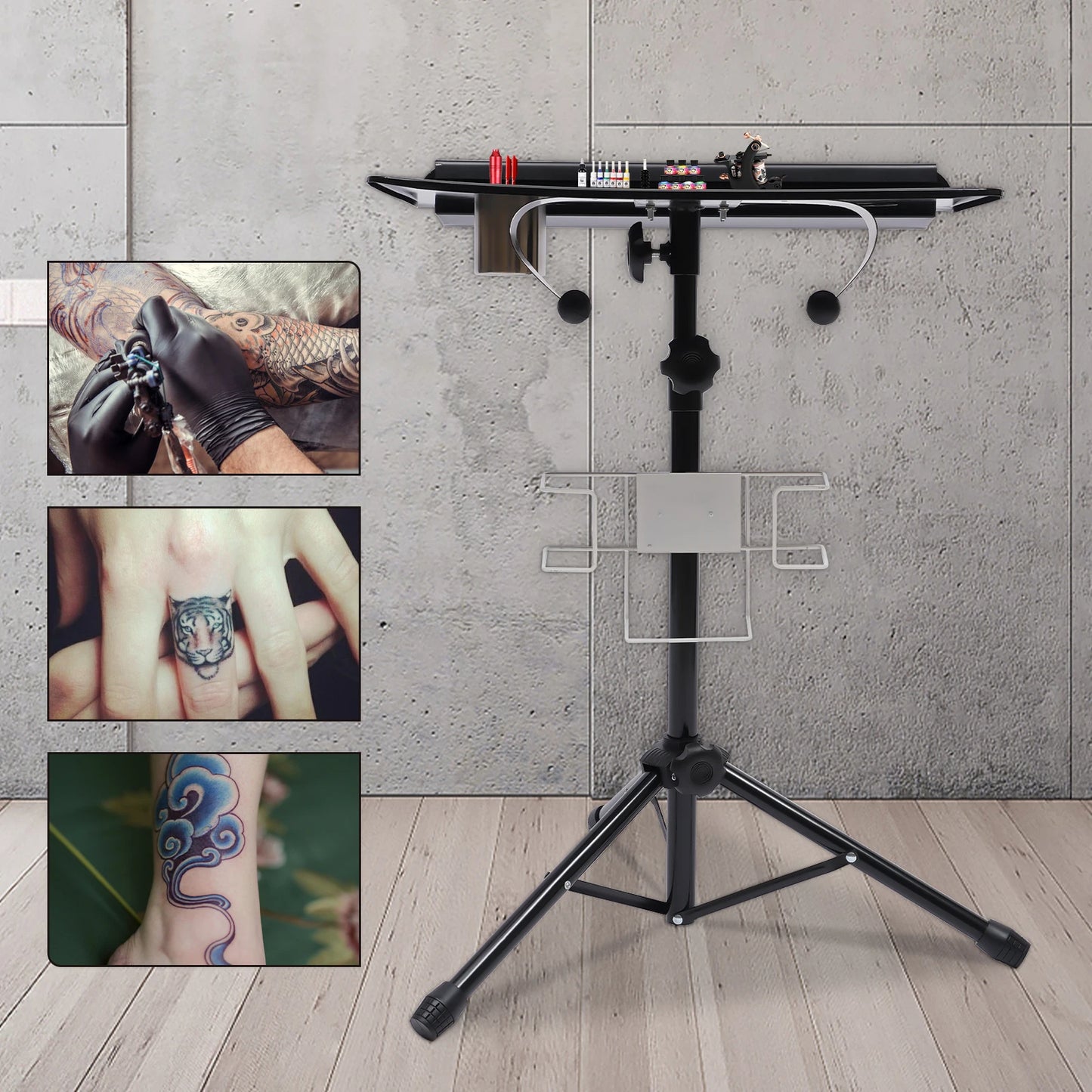 Adjustable Metal Tattoos Table Large Mobile Tattoo Work Station Tattoo Beauty Desk Salon Tray