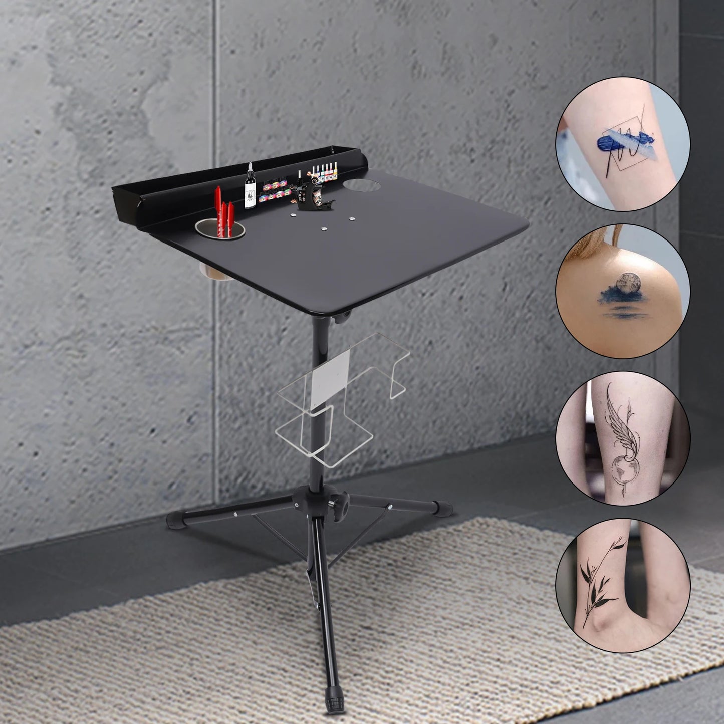 Adjustable Metal Tattoos Table Large Mobile Tattoo Work Station Tattoo Beauty Desk Salon Tray